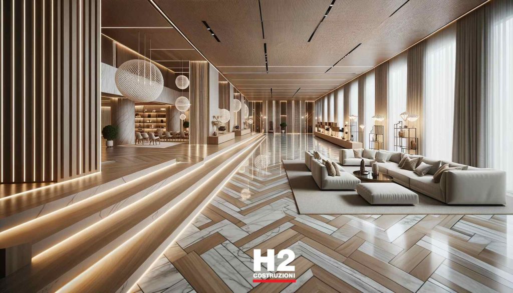 Living room con materiali di lusso per ristrutturazione appartamenti di alto livello