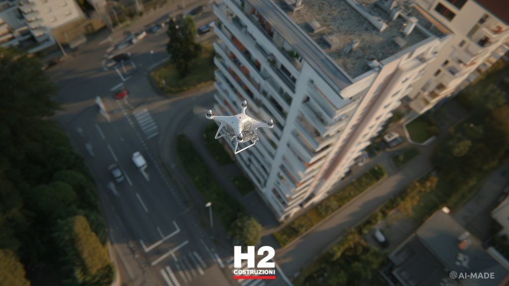 Ispezione del tetto dopo temporale con drone professionale